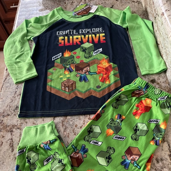 Minecraft Boys Long Sleeve Pajamas Set 2 piece size 4/5 New ✨ - Picture 3 of 9
